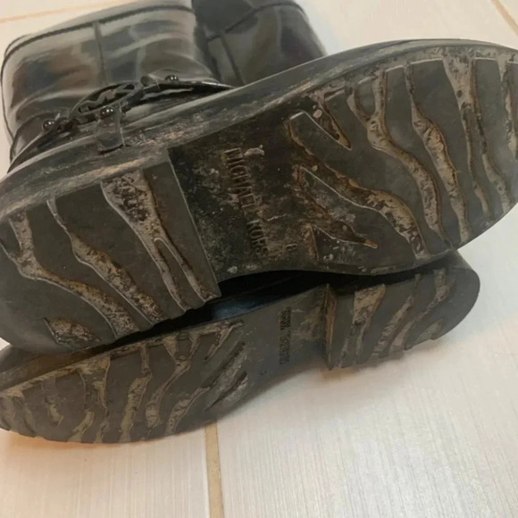 Michael Kors Fulton Harness Tall Black Glossy Equestrian Rain Boots 8 - Picture 7 of 11